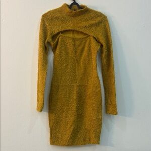 Elegant Mustard Long Sleeve Dress